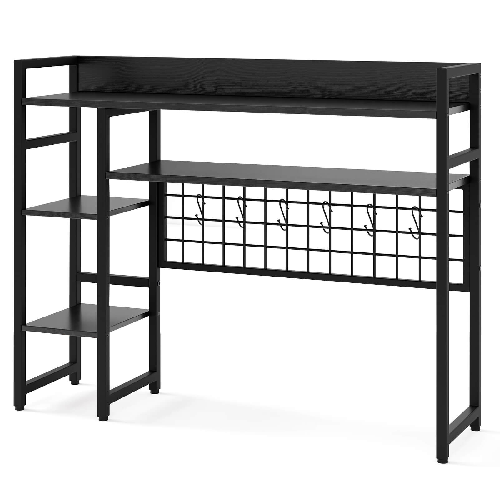 Desk Shelf 4-Tier Desktop Display Rack with Metal Grid Panel & 6 Hooks Black gallery
