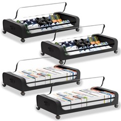 Rolling Under Bed Storage Bags 4 Pack Fabric Underbed Containers with Reinforced