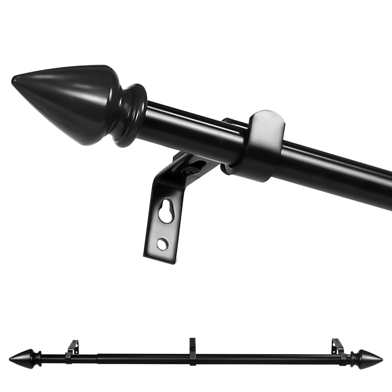 5/8“ Adjustable Lance Drapery Single Curtain Rod Set , 28”-48“/48”-84“/84”-120“ gallery