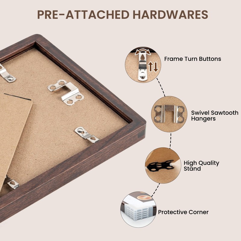 8x10 Inch Solid Walnut Wood Picture Frame Tempered Glass Matted To 5x7 Photo gallery