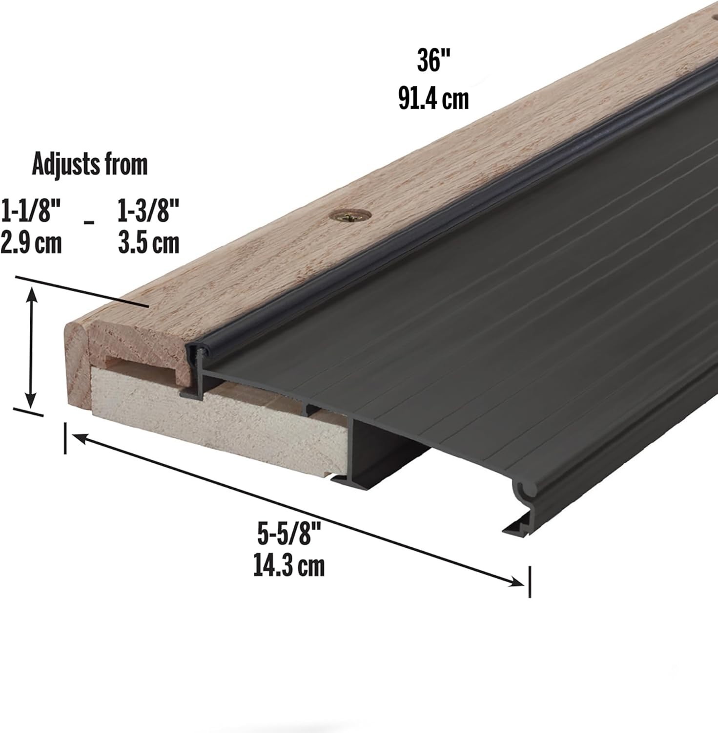 5-5/8 In. X 3 Ft. Bronze Sill Threshold | Bronze Adjustable Aluminum × Hardwood gallery