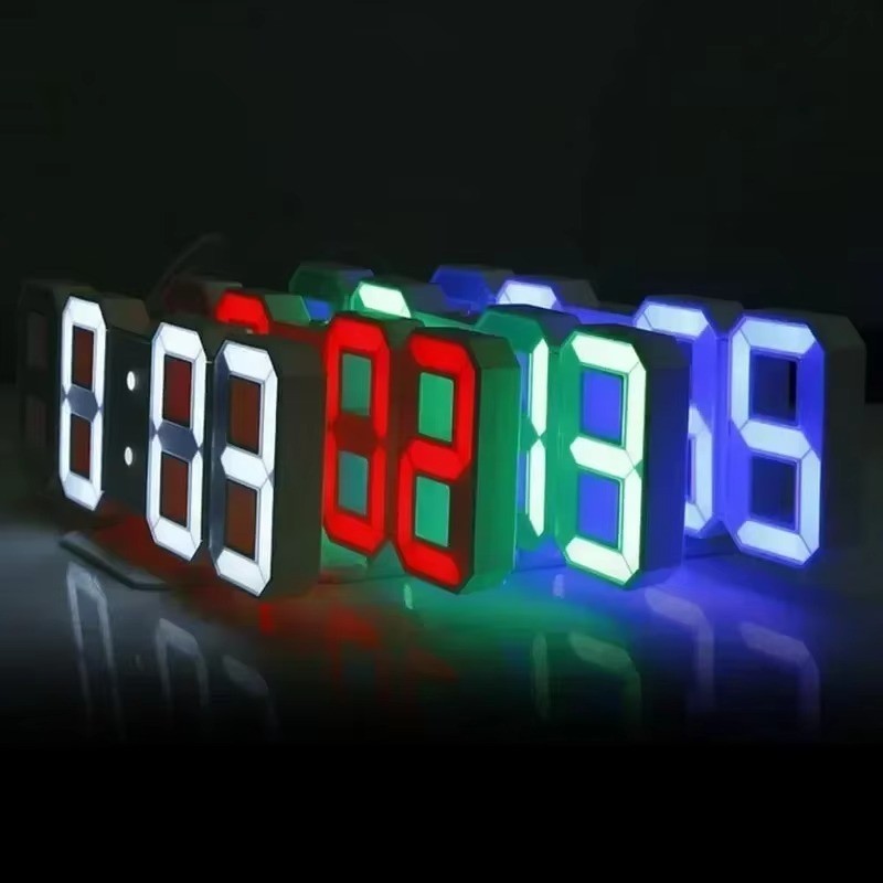 Digital 3D LED Big Wall Desk Alarm Clock Snooze 12/24 Hours Auto Brightness USB gallery