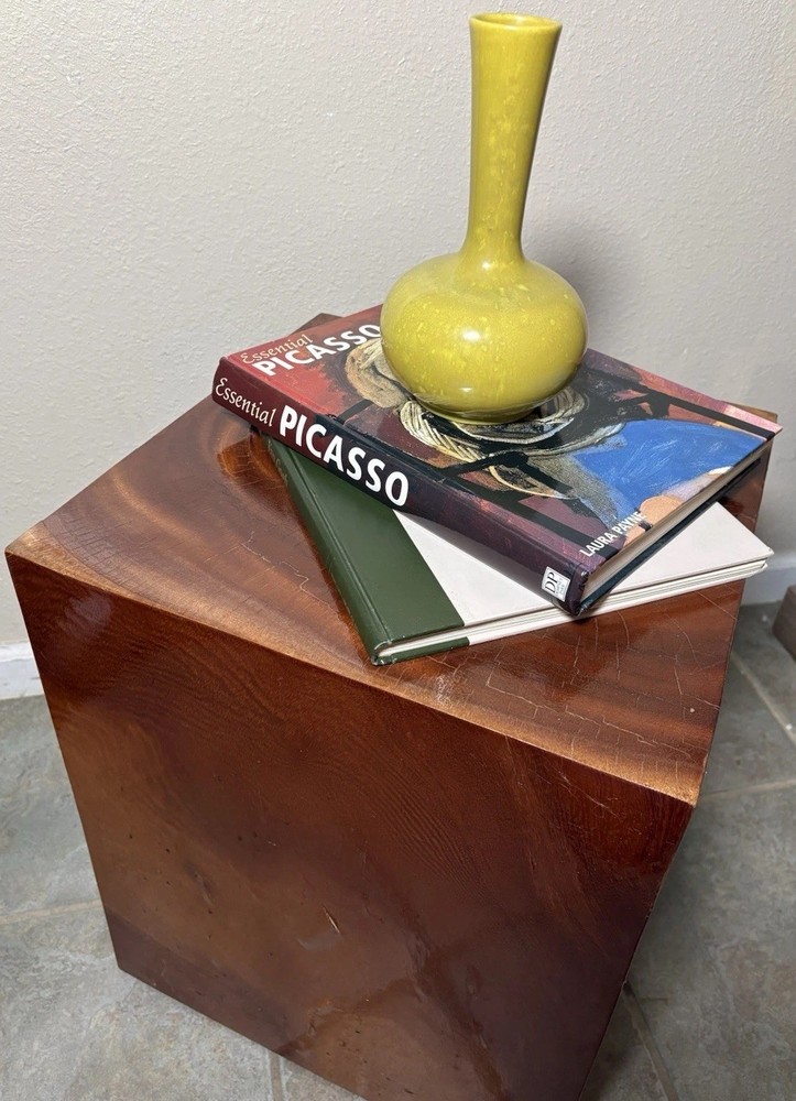 Teak Solid Wood Cube Side Table Stool Plant Stand