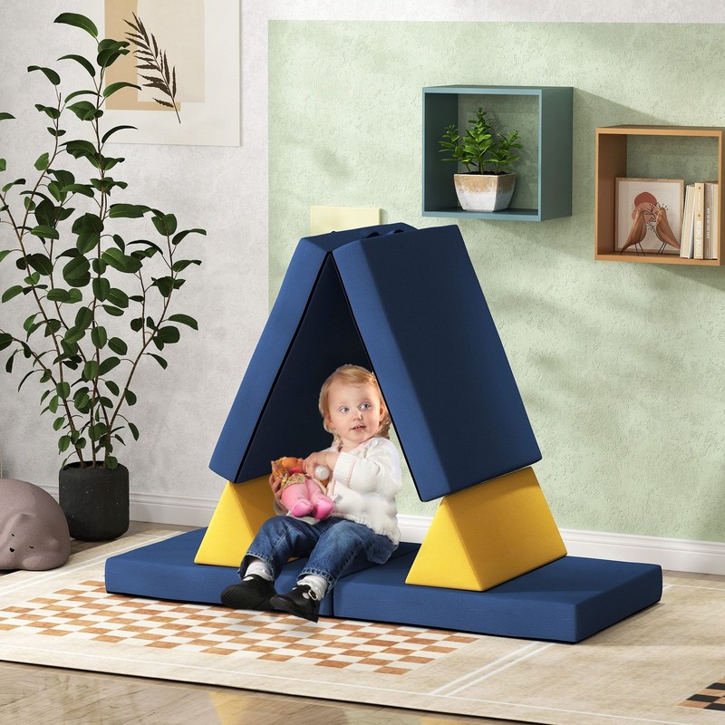6 Piece Creative Play Couch 132lb Capacity 59in L x 26in W x 18in H Blue gallery