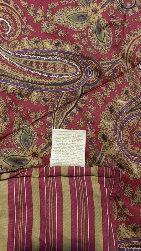 Ralph Lauren King EDMONTON Reversible Comforter 2 Shams Red Blue Paisley Stripe gallery