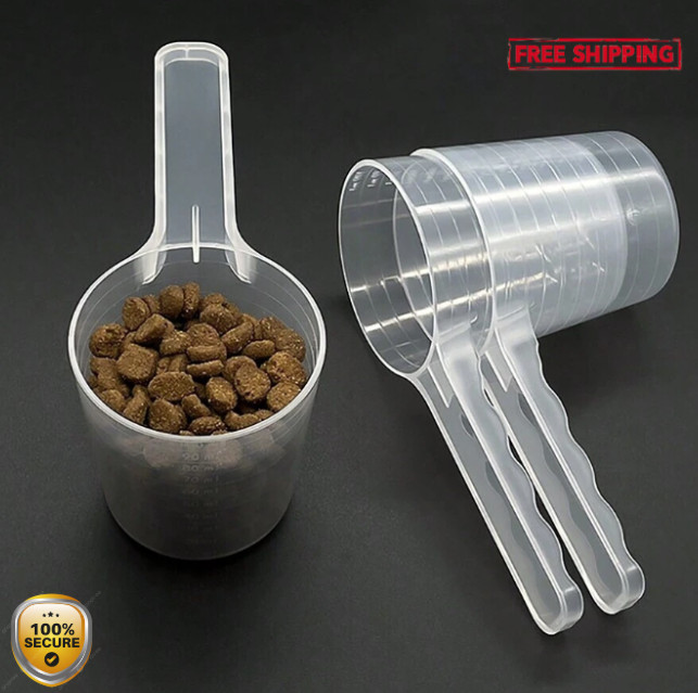 2pcs 100ml Plastic Measuring Spoons - Pet Food & Feeding Scoops - NEW