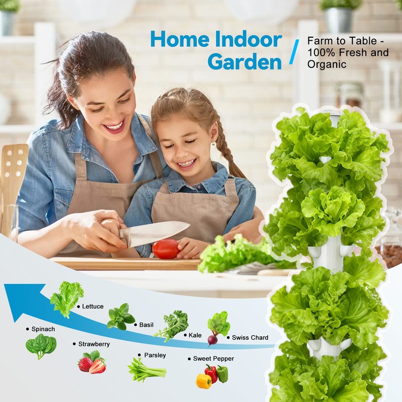 Hydroponic Growing System Tower LED Grow Lights 45 Pod Greenhouse City Farming gallery