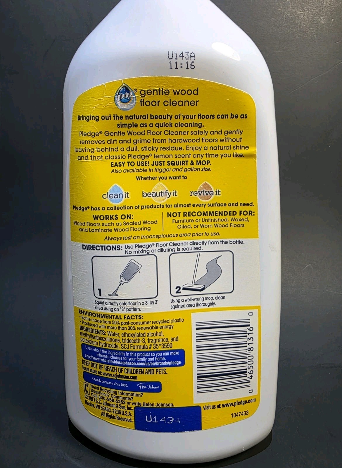 ( 1 ) Pledge Clean It Gentle Wood Floor Cleaner ~ Lemon Scent ~ 27 Fl. oz. gallery