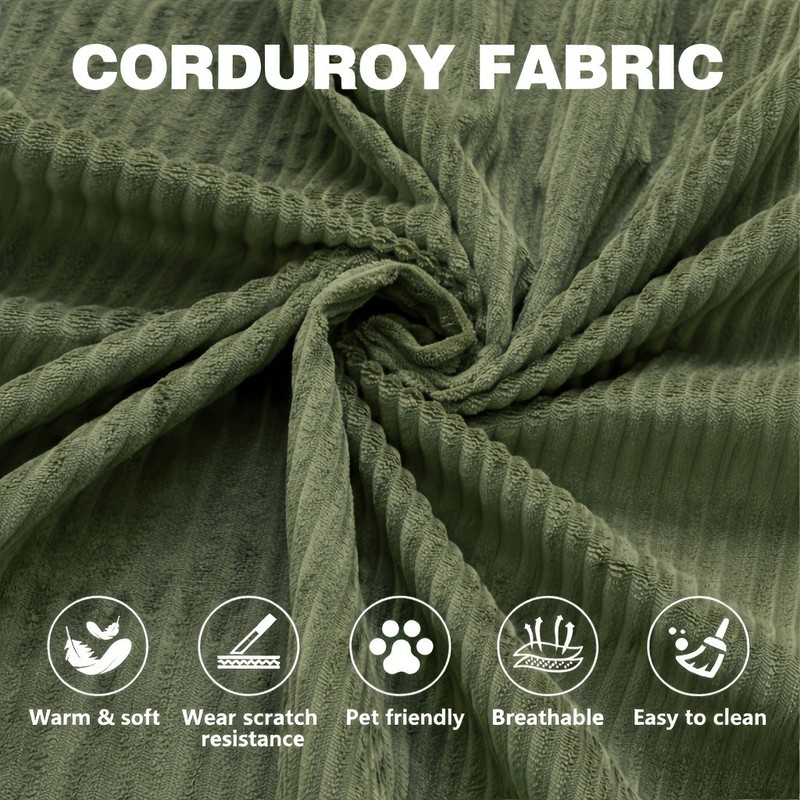 Single Seat Corduroy High-Density Compressed Sofa Bed with Cushion, Lounging gallery