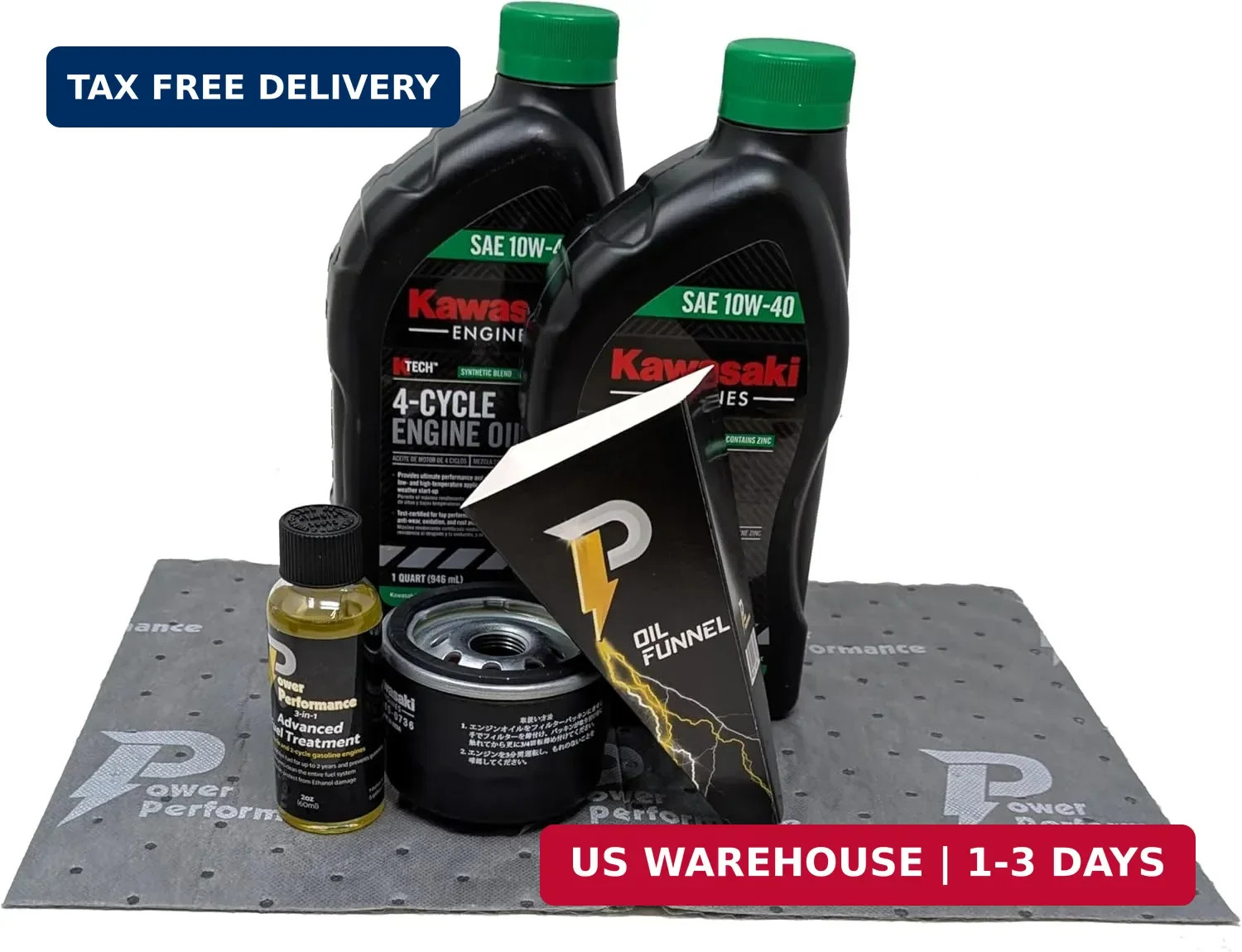 Power Performance 10W-40 Oil Change Kit for Kawasaki 49065-0721 (0736) and Fuel gallery