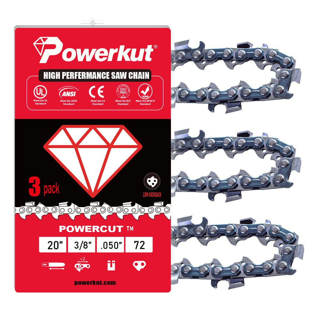 3 Pack 20" Full Chisel Chainsaw Chain for Husqvarna 455 Rancher - 3/8" .050" 72