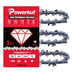 3 Pack 20″ Full Chisel Chainsaw Chain for Husqvarna 455 Rancher – 3/8″ .050″ 72