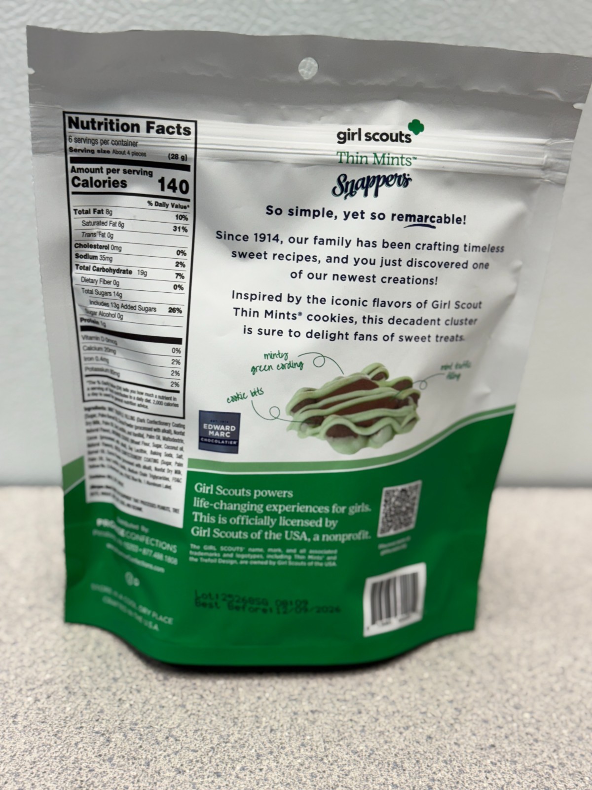 Edward Marc Chocolatier Girl Scouts Thin Mints Snapper 6 Oz-Sealed-EXP. 12/2026 gallery