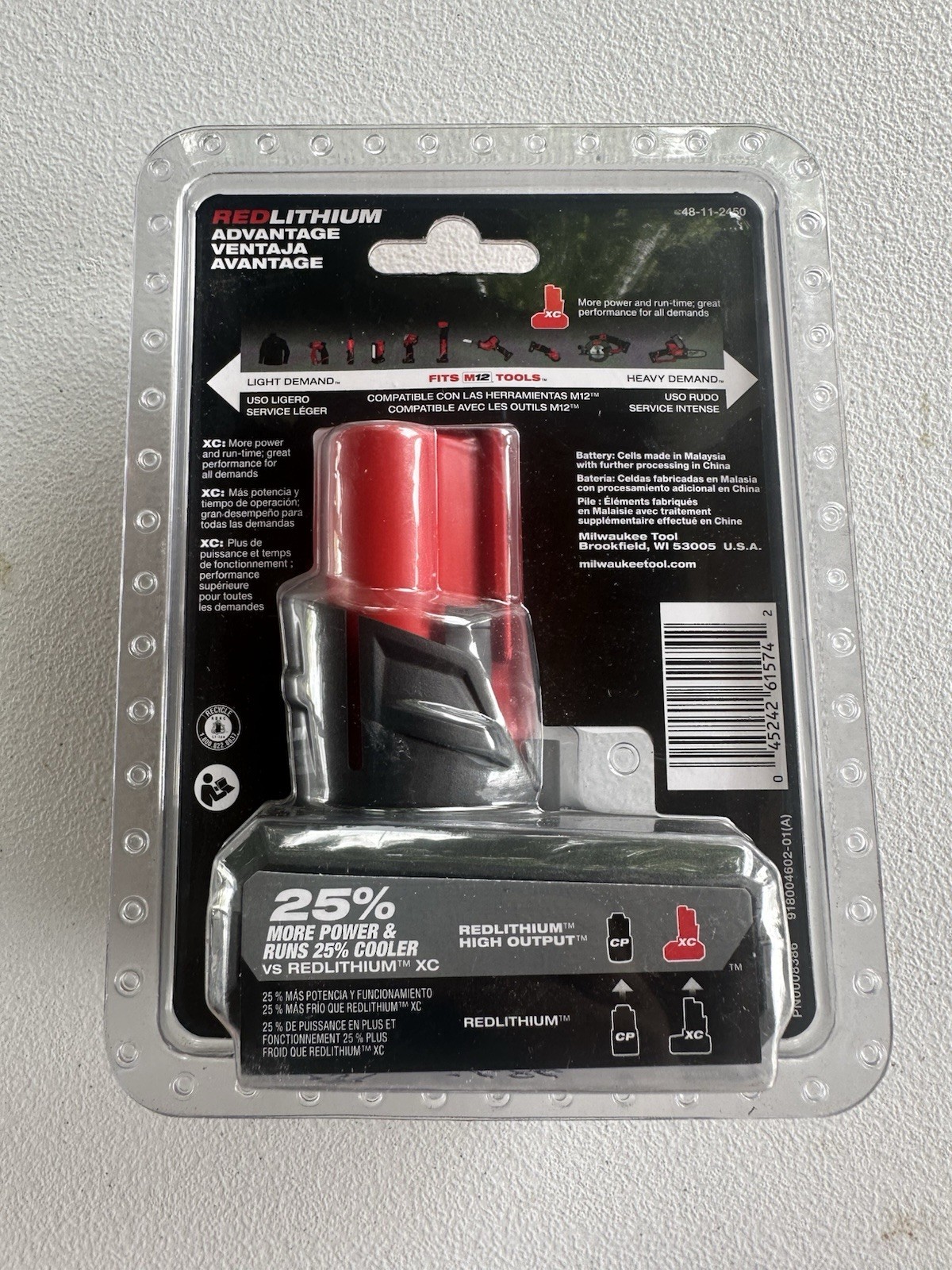 Milwaukee M12 High Output XC5.0 Lithium-Ion Battery Pack - Red (48-11-2450) gallery