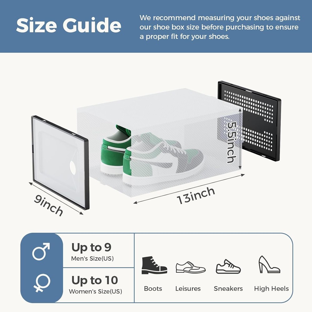 Shoe Storage Box Stackable Clear Shoe Containers Lids Display Sneaker Organizer