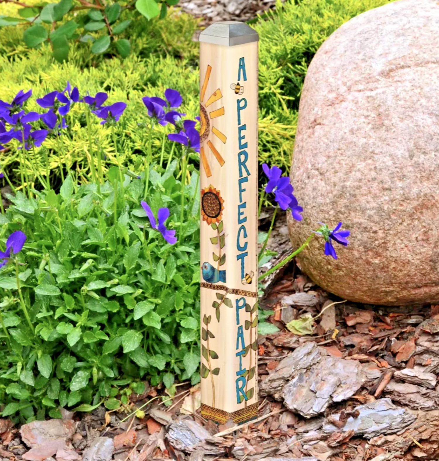 Bees & Sunflowers 16" MINI ART POLE Better Together A PERFECT PAIR NEW PL16004 gallery