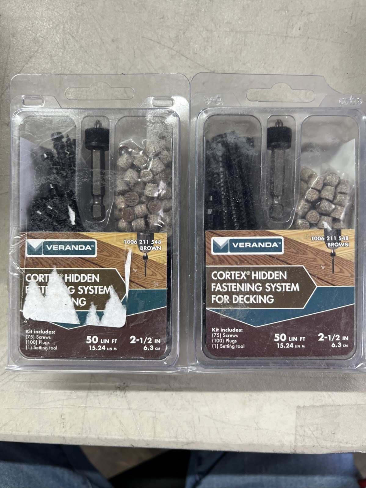 2 bx VERANDA Cortex Hidden Fastening System Decking - 150screws/200plugs - Brown gallery