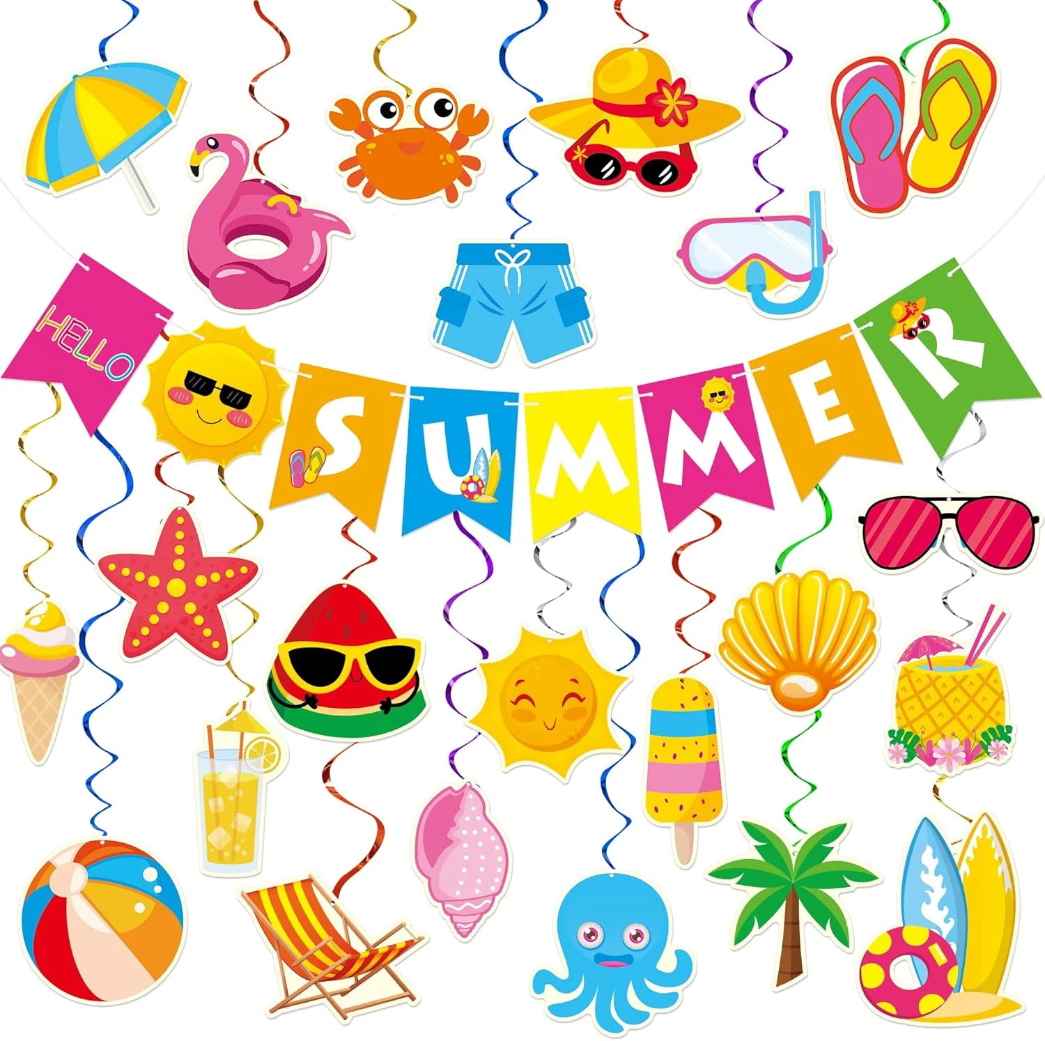 Summer Party Decorations - 61 Pcs Beach Pool Party Decorations Hello Summer Bann gallery