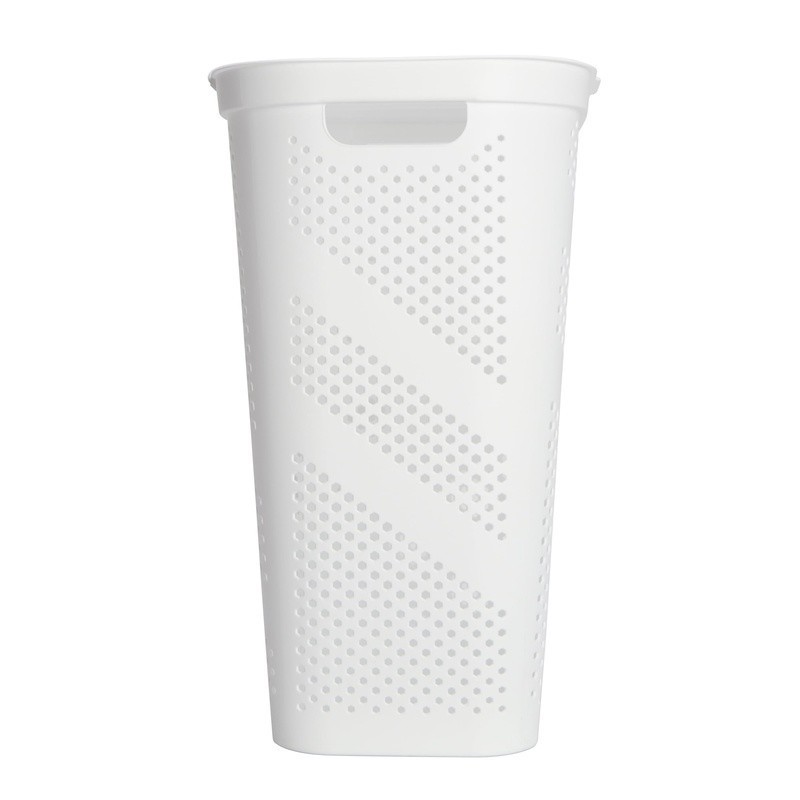 Hinged Lid Laundry Hamper Plastic Ventilated Design W/ Carrying Handles Home Use gallery