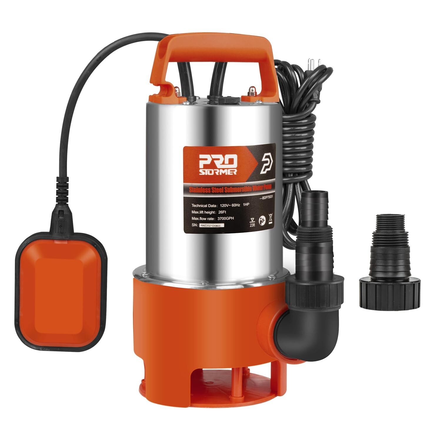 Stainless Steel Sump Pump, Prostormer 1HP 3700GPH Submersible Clean/Dirty Wat... gallery