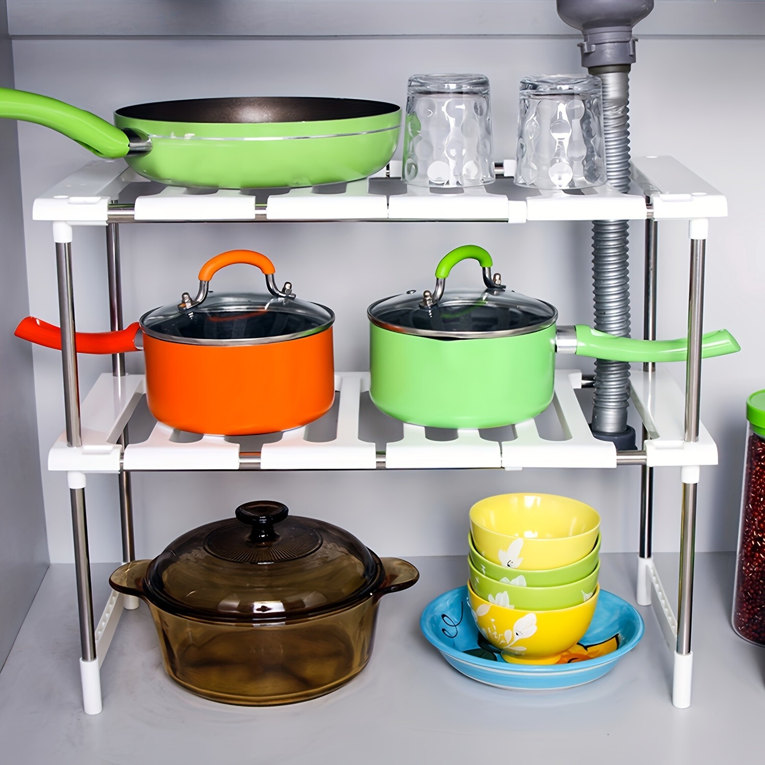 Expandable Cabinet Shelf Organizer Rack, Stackable Kitchen Under Sink Storage gallery