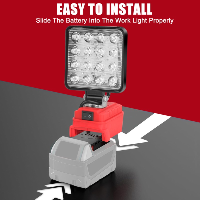2 Pack 60W LED Work Light Flashlight for Milwaukee 18V M-18 Battery 6000LM gallery