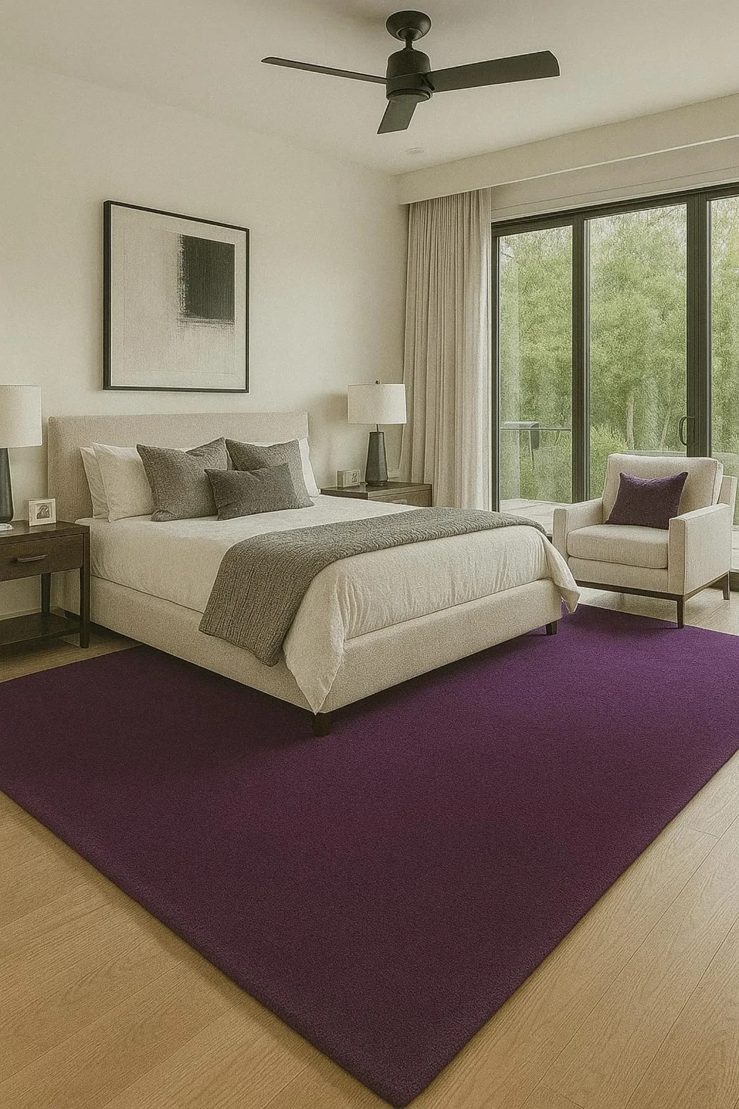 Solid Purple Hand Tufted Wool Rug for Bedroom & Living Room – Modern Minimalist gallery