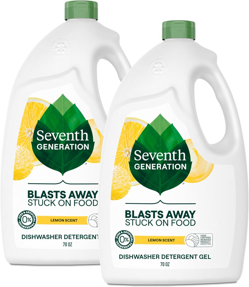 Seventh Generation Dishwasher Detergent Gel Lemon Scent 2 Pack for Sparkling Dis