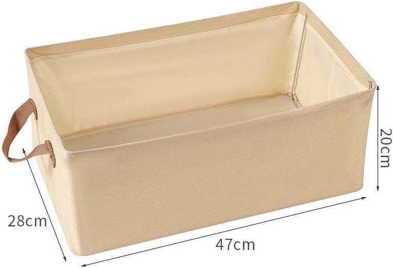 4pcs Medium Fabric Storage Baskets with Handles - 15"L x 10.2"W x 7.5"H, Beige gallery