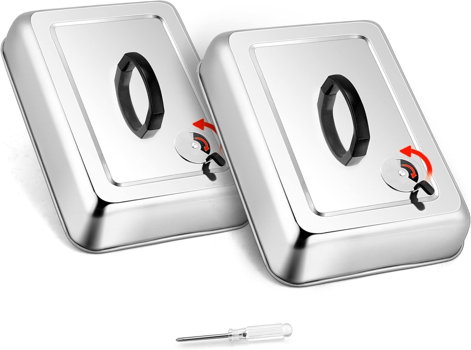 13 X 9 Inch Rectangular Basting Cover Set of 2, Stainless Steel Cheese Melting D gallery