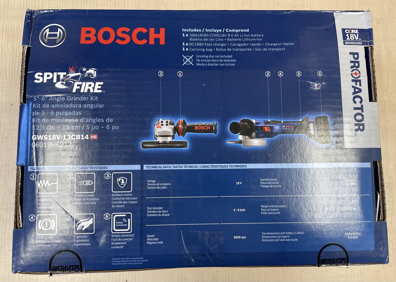 BOSCH GWS18V-13CB14 18V Connected-Ready 5 – 6 In. Angle Grinder Kit NEW OPEN BOX gallery