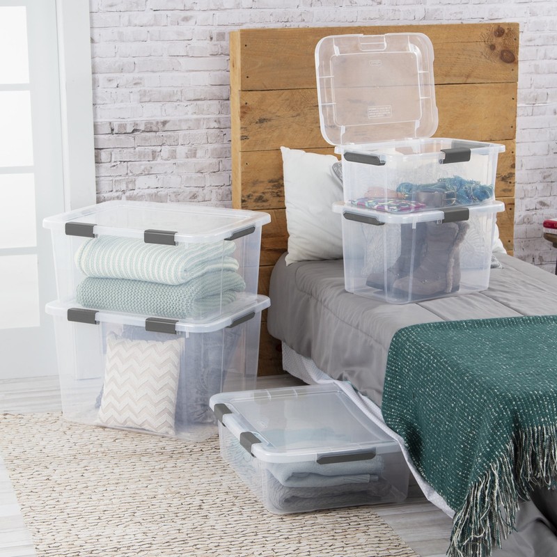 20 Quart HingeLID Clear Storage Bin with Latch Lid and Comfort Grip, 6 Pack gallery