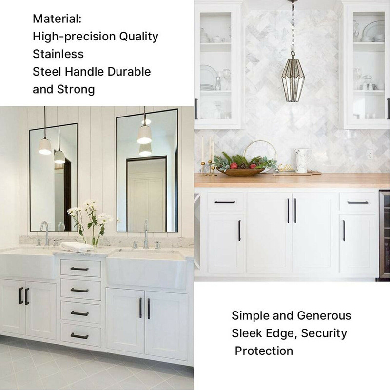 Square Modern Cabinet Handles Pulls Kitchen Drawer Stainless Steel Matte Black gallery