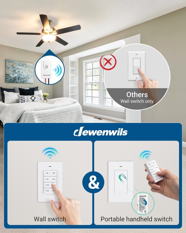 DEWENWILS Wireless Light Switch,Light Switches Timer with Magnetic Switch gallery