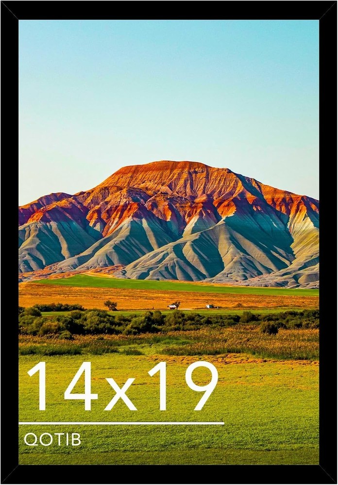 14x19 Picture Frame Black for Wall Mounting, Horizontal and Vertical Formats for