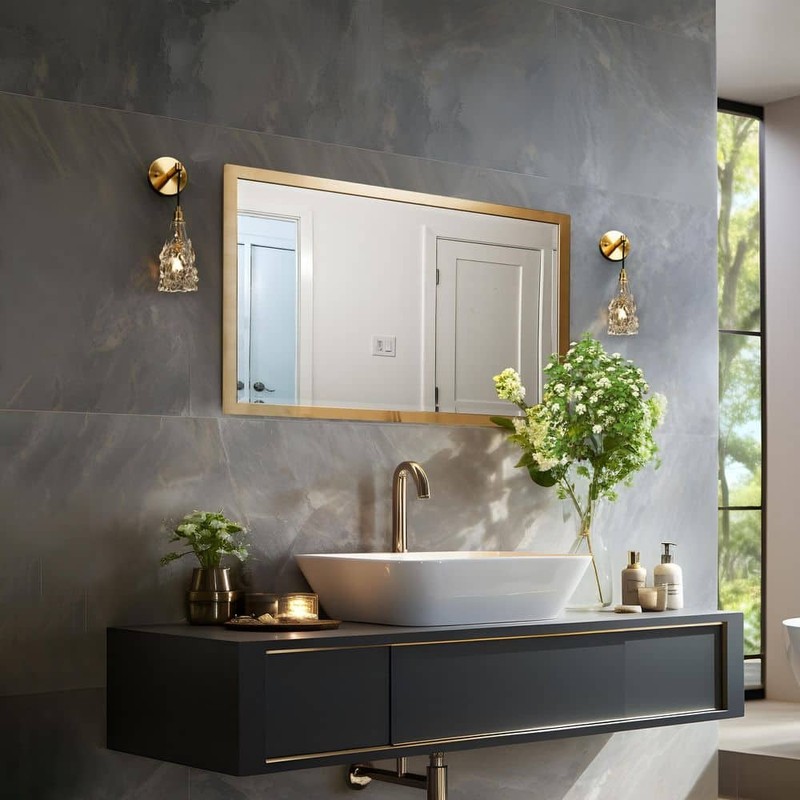 Transitional Bathroom Bell Wall Sconce 1-Light Brass Crystal Shade gallery