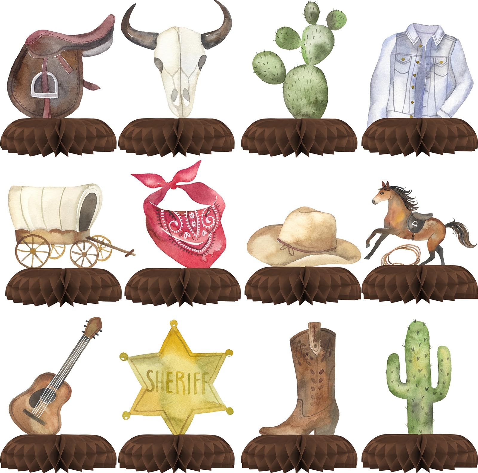 12 Pack Cowboy Party Table Decorations Western Theme Birthday Toppers gallery