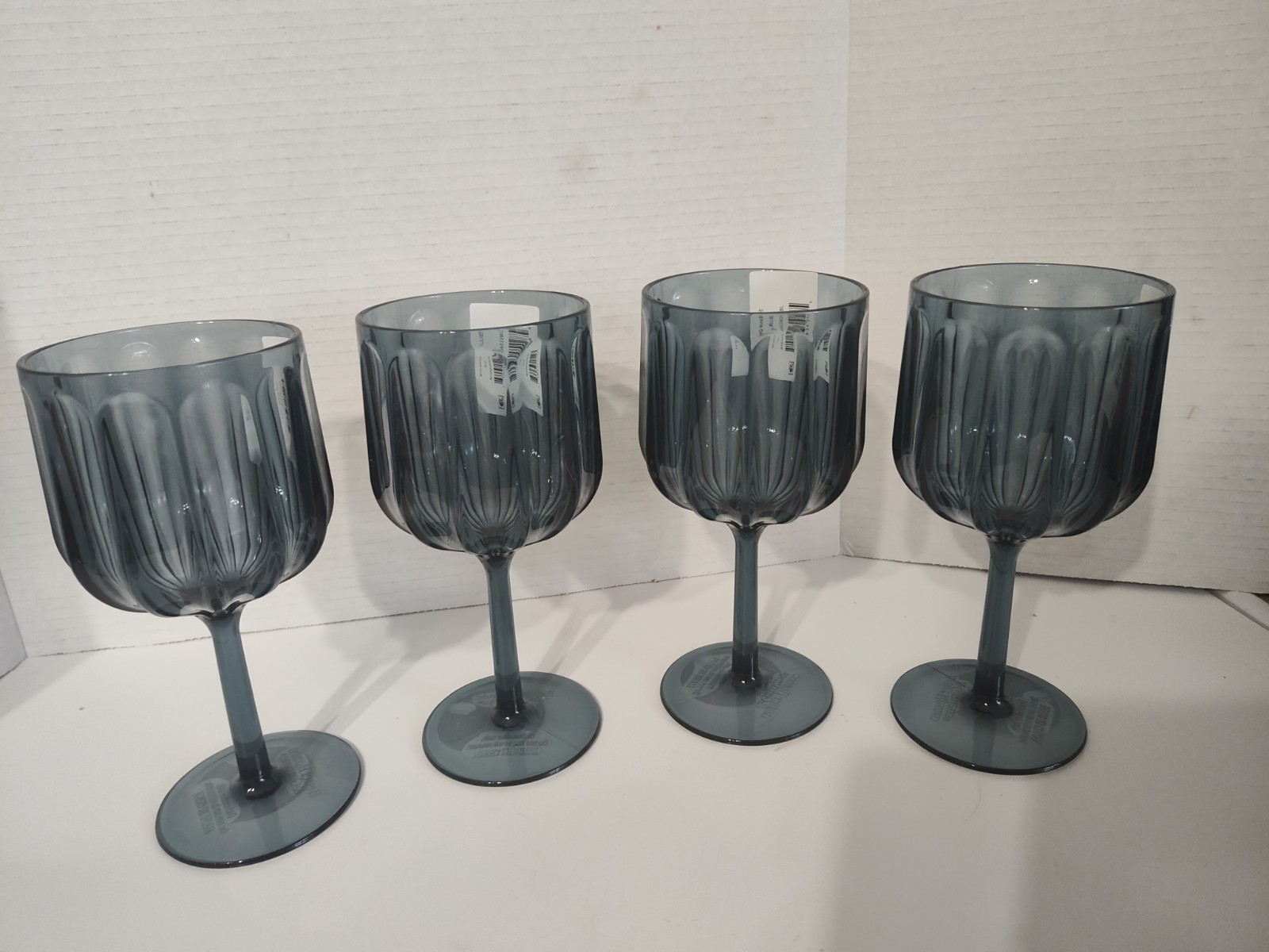 Better Homes & Gardens Acrylic Plastic Blue Wine Drinking Glasses Set of 4 gallery