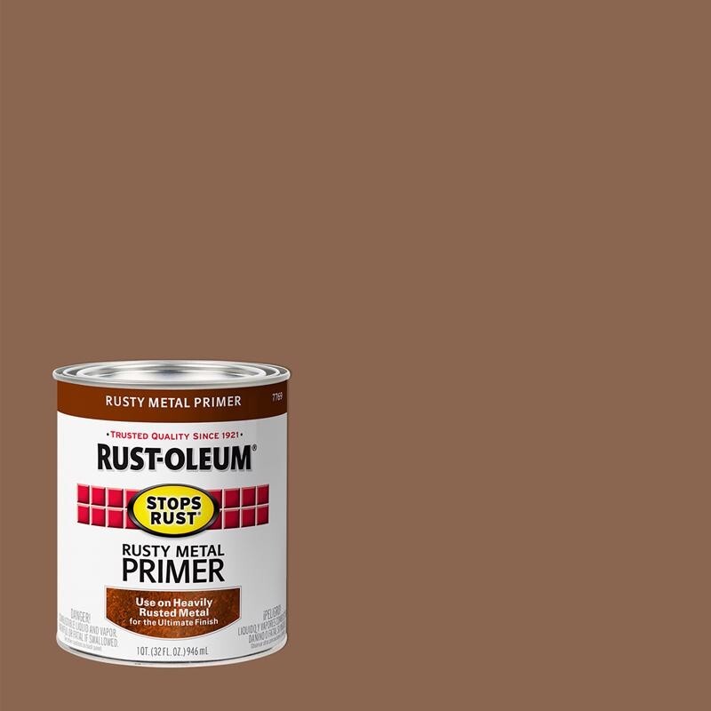 Rust-Oleum RUSTY METAL PRIMER 1 qt Stops Rust BROWN Alkyd Oil-Based gallery