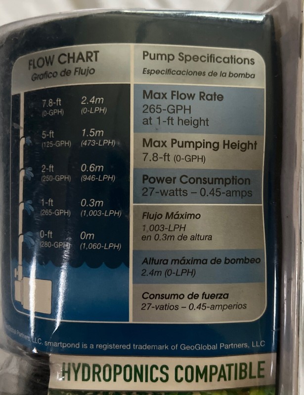 Smartpond Pond Pump 210 GPH Flow Control Model 52277 Small Ponds 400 Gal gallery
