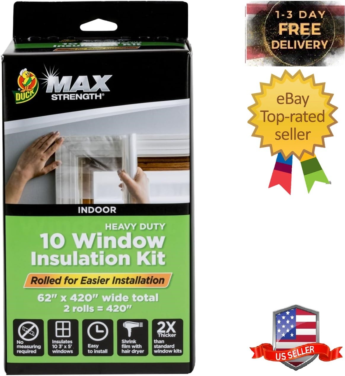 Window Insulation Kit, Winter Window Standard Window - 10 Pack,62 In. x 420 In,C gallery