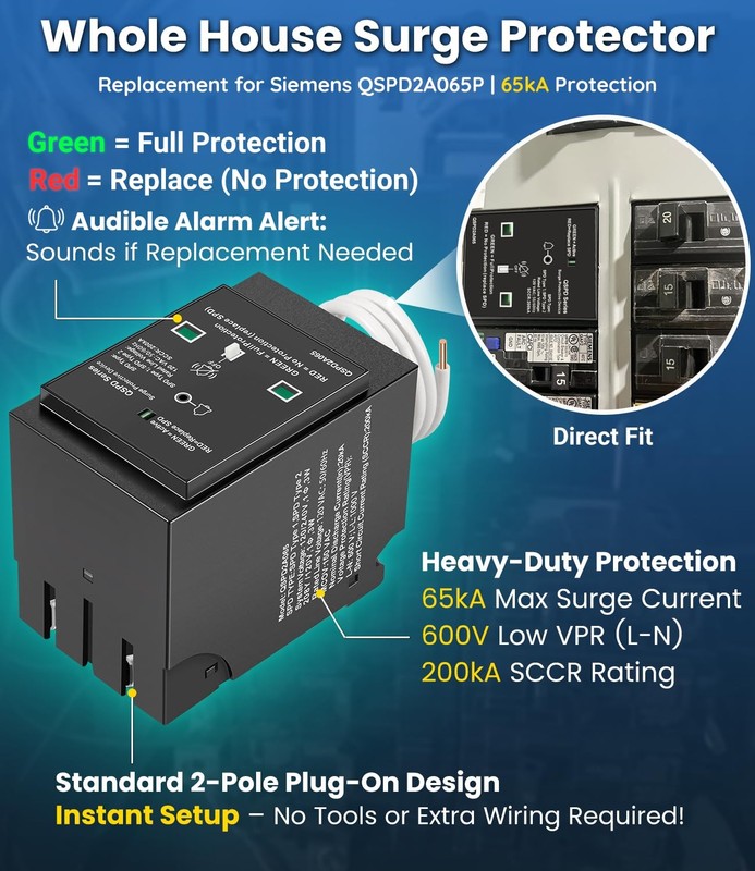 Replacement for Siemens QSPD2A065P Plug-in Surge Protection Device, 2-Pole... gallery