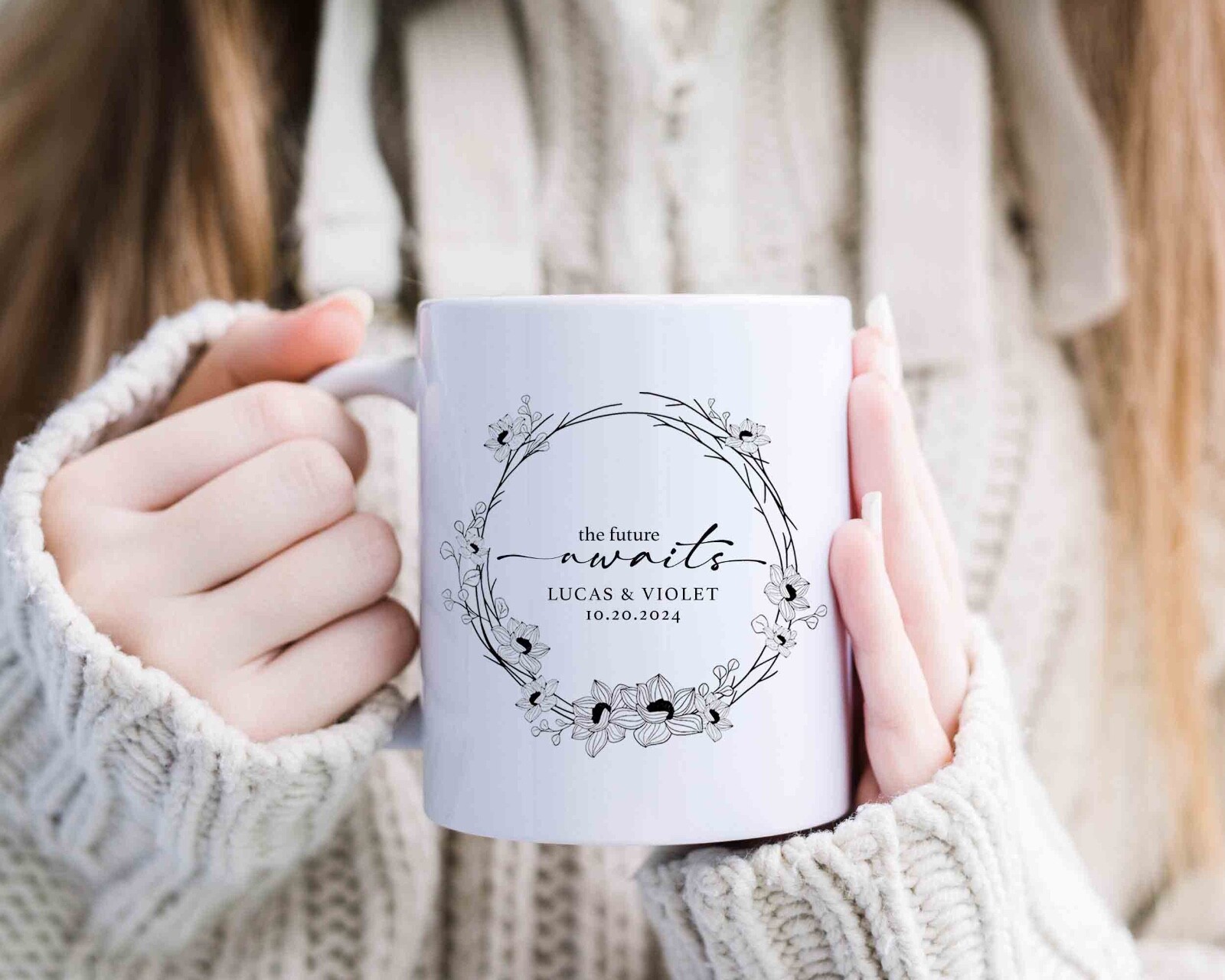 Valentine Gift, Personalized Names & Date, The Future Awaits, Coffee Mug 11 oz gallery