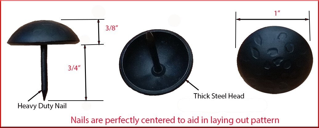 Round Clavos - 1" dia. Lightly Hammered - Matte Black- 100 Pack gallery