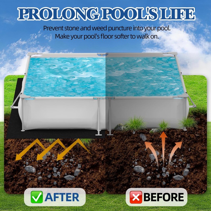 7.5' × 11' Rectangle Pool Liner Pad for Above Ground Pools, Durable Under gallery