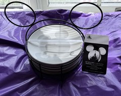 Disney Parks Home Collection Ceramic Mickey Desert Plate With Black Iron Holder