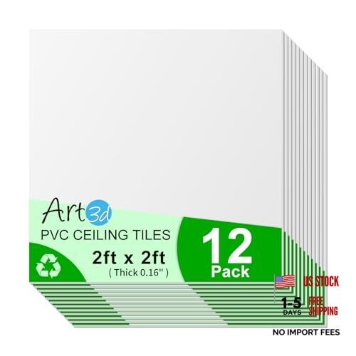 24"x24" Smooth Drop Ceiling Tiles (48 Sq.Ft)-Pack 2ft x 2ft 24" x 24" 12 White gallery