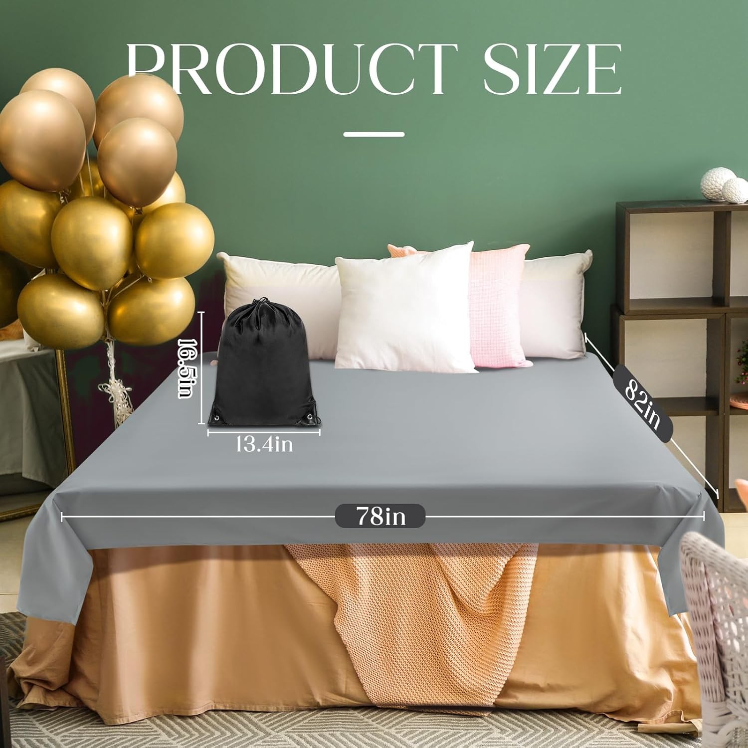 Waterproof Bed Blanket Queen Size 78'' X 82'' Gray Polyester gallery