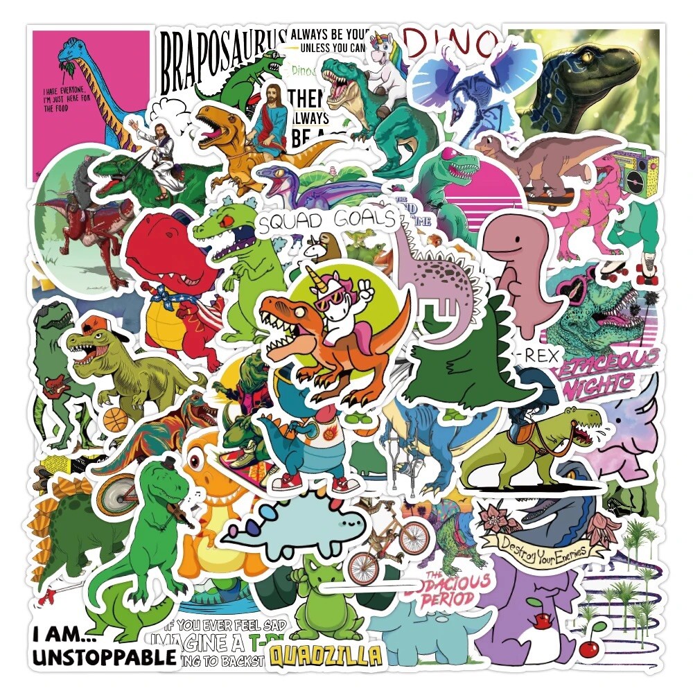 10 Random Cartoon Dinosaur Stickers Animal Decals Laptop Car Yeti Free Shipping gallery