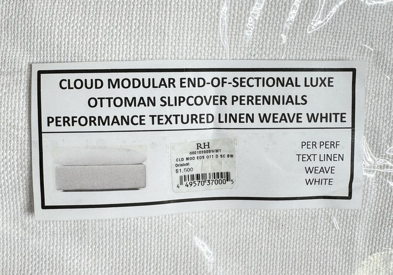 Restoration Hardware Cloud Modular Luxe Ottoman SLIPCOVER Text Linen Wve White gallery